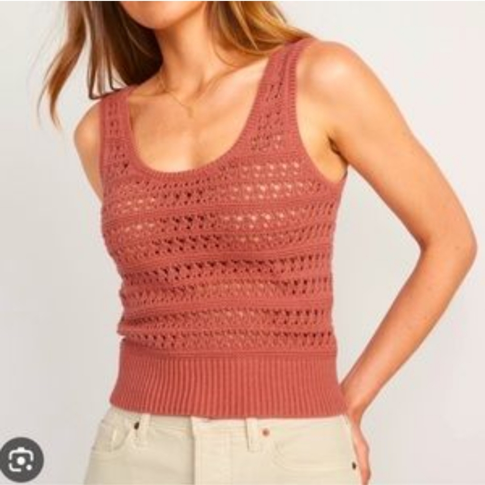 Old Navy Red Crochet Tank Top Size Large